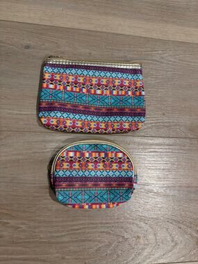 Assorted Brands Striped Aztec Print Pouch Set